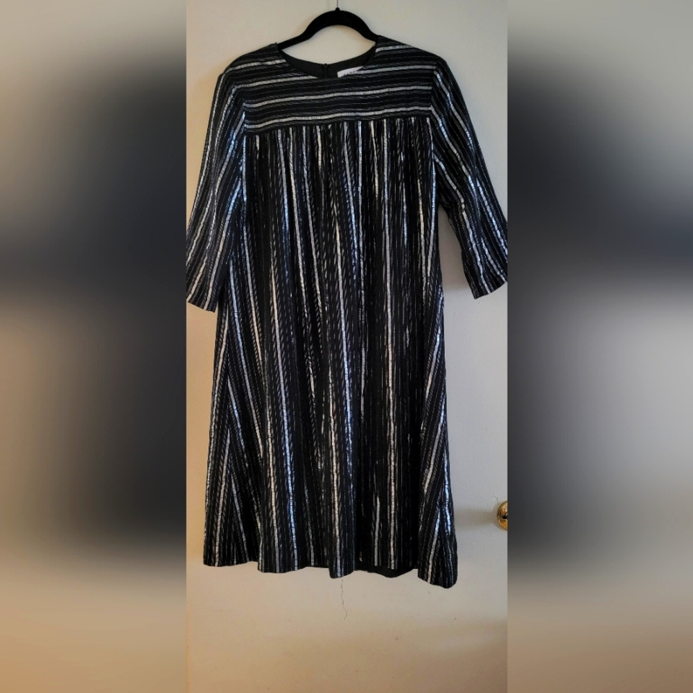 Silver & black striped dress